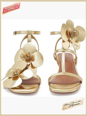 Floral Strappy Sandals Elegant Wedding Heels Open Toe Ankle Strap Dressy Shoes